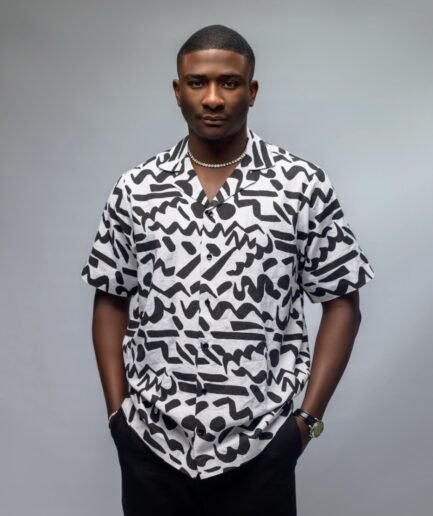 Monochrome Wave Linen Shirt